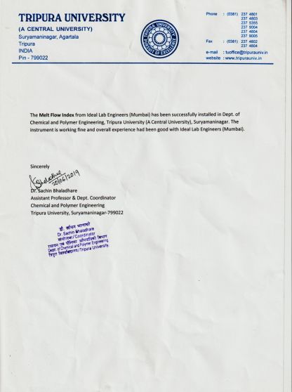 Tripura University Certificate